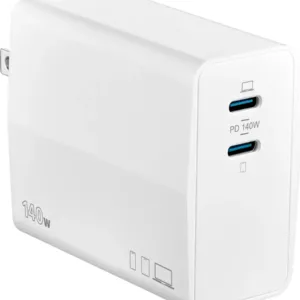 Insignia™ - 140W 2-Port USB-C GaN Wall Charger for Surface Pro (latest model), MacBook Pro, iPad & other USB-C Devices - White